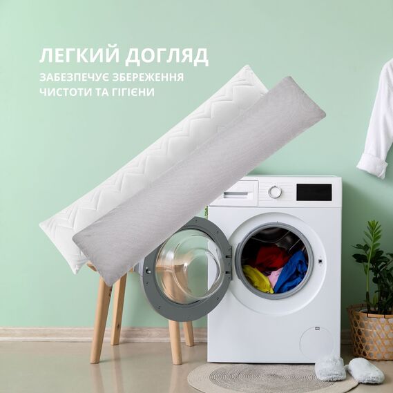 Подушка с наволочкой NORDIC+ для отдыха и сна 40х140 см IDEIA с молнией антиаллергенная белая сіра, фото 7 Подушка с наволочкой NORDIC+ для отдыха и сна 40х140 см IDEIA с молнией антиаллергенная белая сіра, фото 7