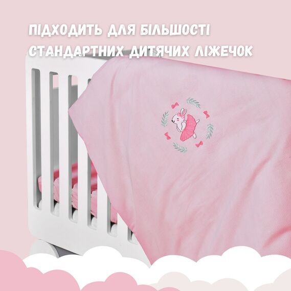 Комплект постельного белья в кроватку детский PAPAELLA, набор постельного с вышивкой, хлопок рожевий, фото 6