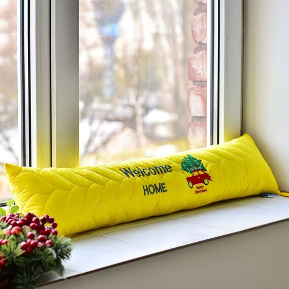 Cushion cushion insulation for windows and doors TM IDEIA 15x90 cm жовтий з вишивкою, фото 1
