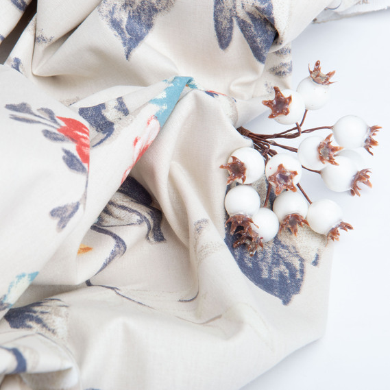 Тканина бязь ранфорс для постільної білизни, бавовна, 130 гр/м2, 240 см 12.27287/5 Клематіс беж, фото 4