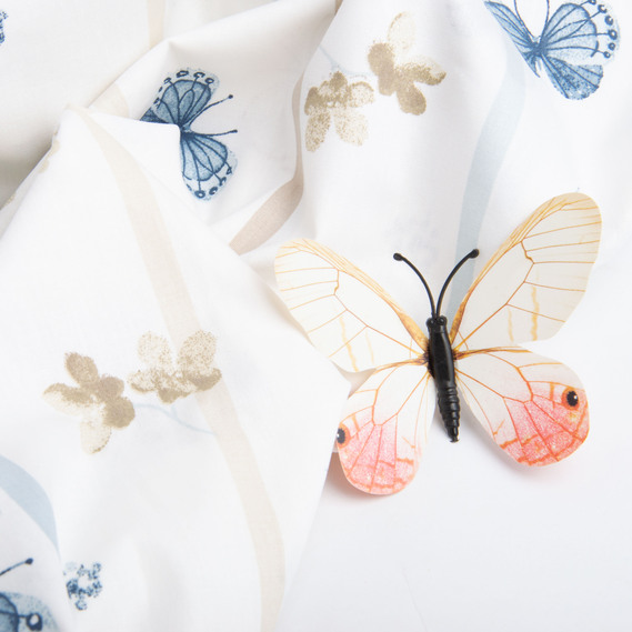 Тканина бязь ранфорс для постільної білизни, бавовна, 130 гр/м2, 240 см 12.28892/6 Метелики Petrol, фото 5