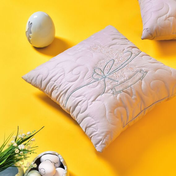 Набор декоративных подушек 40x40 см 2 шт Великодний IDEIA, подушка с вышивкой, праздничный декор какао, фото 12