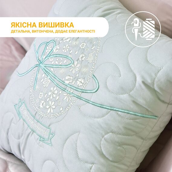 Set of 2 Decorative Pillows 40x40 cm Easter IDEIA, Embroidered Pillow, Festive Decor м`ята, фото 2