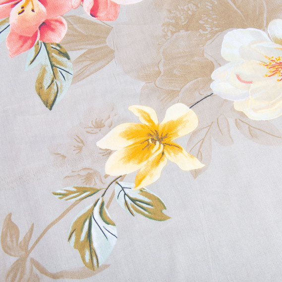 Тканина бавовна сатин для постільної білизни, натуральна тканина, постільна білизна 120 гр/м2 ВТ-273A квіти беж, фото 3 Тканина бавовна сатин для постільної білизни, натуральна тканина, постільна білизна 120 гр/м2 ВТ-273A квіти беж, фото 3