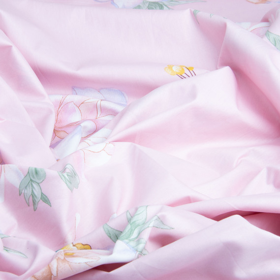 Ткань хлопок сатин для постельного белья, натуральная ткань, постельное белье, 120 гр/м2 ВТ-369А жасмін рожевий, фото 3