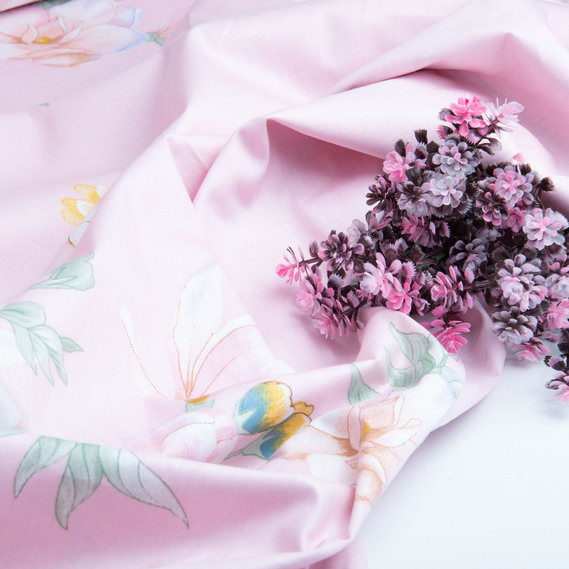 Ткань хлопок сатин для постельного белья, натуральная ткань, постельное белье, 120 гр/м2 ВТ-369А жасмін рожевий, фото 4