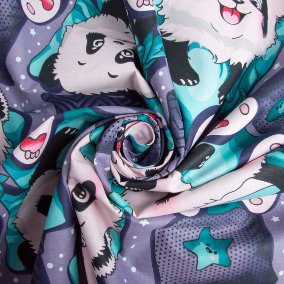 Calico ranforce fabric GOLD LUX for bedding, cotton, 125 g/m², 220 cm wide GLux-5195 панда, фото 1