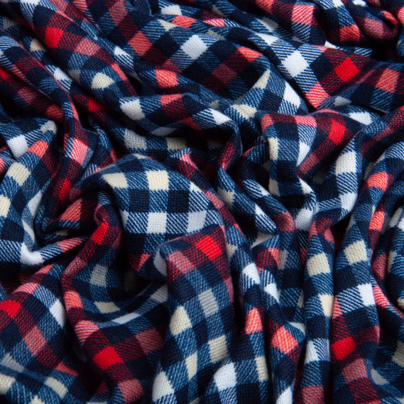 Тканина трикотаж Вермонт, 145 см клітина дрібна червона синя, фото 3