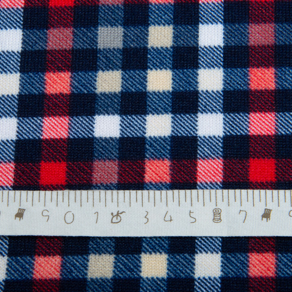 Тканина трикотаж Вермонт, 145 см клітина дрібна червона синя, фото 5