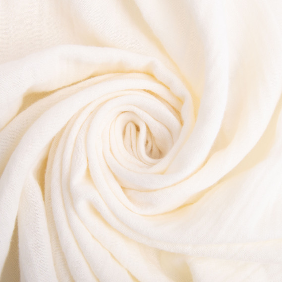 Double-layered cotton muslin fabric, 150 cm wide, 105 g/m2, suitable for clothing, dresses, suits, and skirts крем , фото 1 Double-layered cotton muslin fabric, 150 cm wide, 105 g/m2, suitable for clothing, dresses, suits, and skirts крем , фото 1