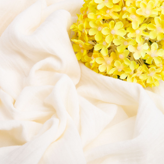 Тканина Муслін хлопок 2-шарова, 150 см, 105 гр/м2, для одягу, суконь, костюмів, спідниць крем , фото 3