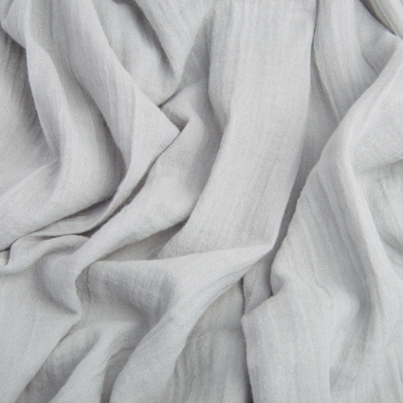 Double-layered cotton muslin fabric, 150 cm wide, 105 g/m2, suitable for clothing, dresses, suits, and skirts св сірий, фото 2