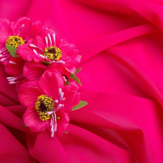 Тканина сітка Нейлон декоративна 150 см 170 гр/м2 для одягу, декору, еластична стрейчева 1270 малина, фото 3