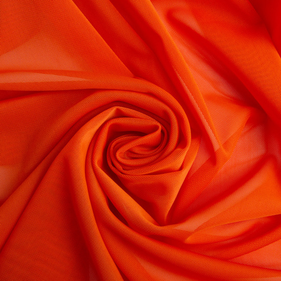 Ткань сетка Нейлон декоративная 150 см 170 гр/м2 для одежды, декора, элачтичная, стрейчевая 1500 морква, фото 1