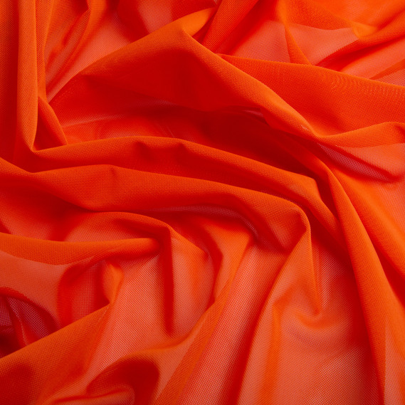 Ткань сетка Нейлон декоративная 150 см 170 гр/м2 для одежды, декора, элачтичная, стрейчевая 1500 морква, фото 2