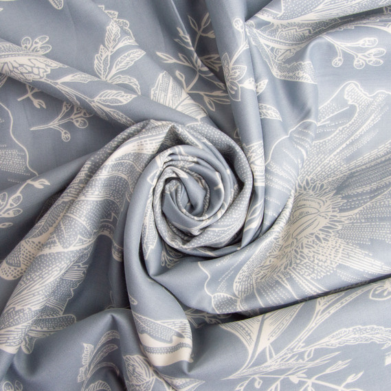 Ткань сатин для постельного белья, пл 130 гр/м2 210 ТС, хлопок, 240 см M 02231/17 мак сірий, фото 1