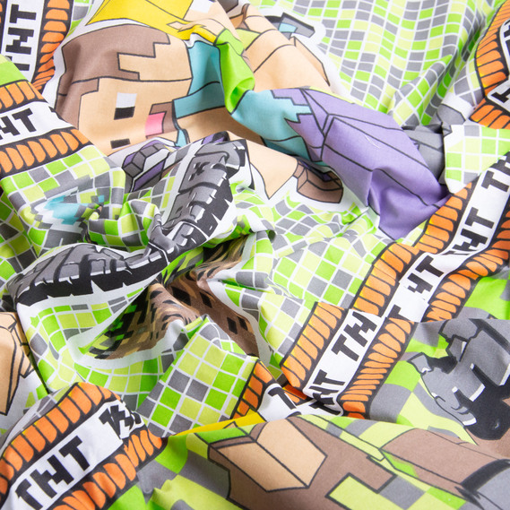 Calico ranforce fabric GOLD LUX for bedding, cotton, 125 g/m², 220 cm wide GLux-4145 MINCRAFT, фото 3