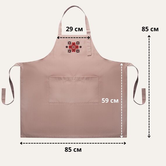 Фартук универсальный с этно вышивкой и карманом, водоотталкивающий, хлопок, большой размер, для женщин и мужчин. капучино, фото 6 Фартук универсальный с этно вышивкой и карманом, водоотталкивающий, хлопок, большой размер, для женщин и мужчин. капучино, фото 6
