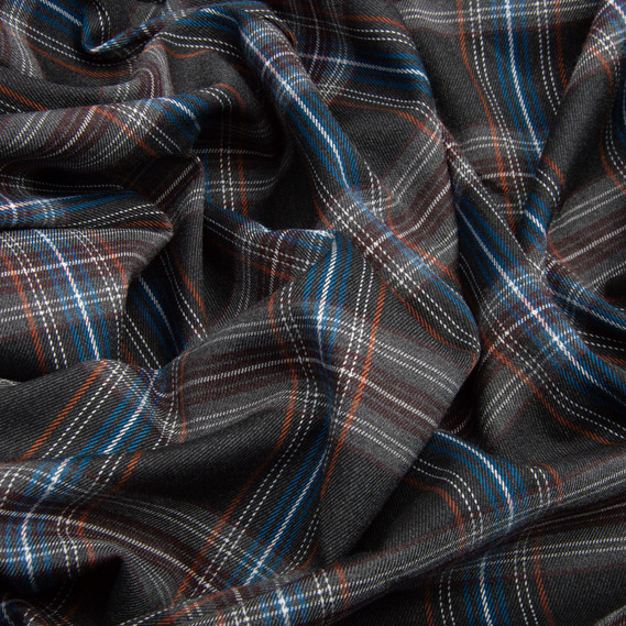 Checkered suit fabric, 148 cm wide, 265 g/m², plaid, tartan, suit fabric коричнево синя, фото 3