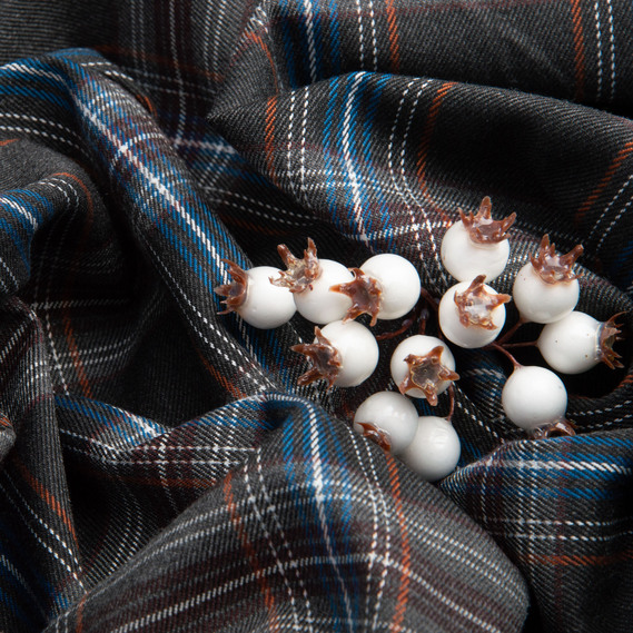 Checkered suit fabric, 148 cm wide, 265 g/m², plaid, tartan, suit fabric коричнево синя, фото 4