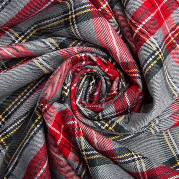 Тканина костюмна Кліточка, 148 см, 265 г/м², Клітка, Шотландка, костюмка сіро червона, фото 1