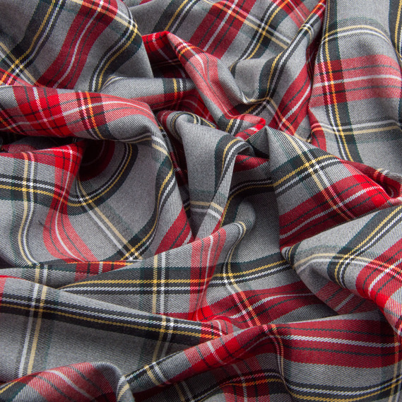 Тканина костюмна Кліточка, 148 см, 265 г/м², Клітка, Шотландка, костюмка сіро червона, фото 2