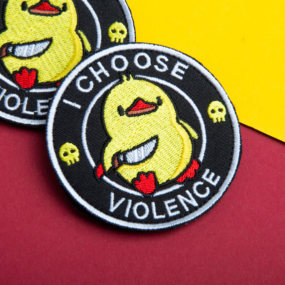 Patch I Choose Violence 7,6 см Military Embroidered Patch with Hook & Loop Backing, фото 3