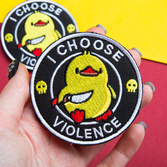 Patch I Choose Violence 7,6 см Military Embroidered Patch with Hook & Loop Backing, фото 4