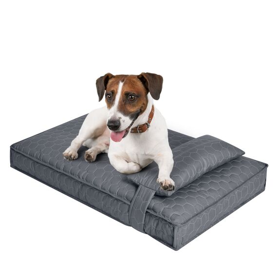 Pet mattress bed 70х110х12 cm L size pet lounger with zippered cover and cushion for dogs and cats сірий, фото 10