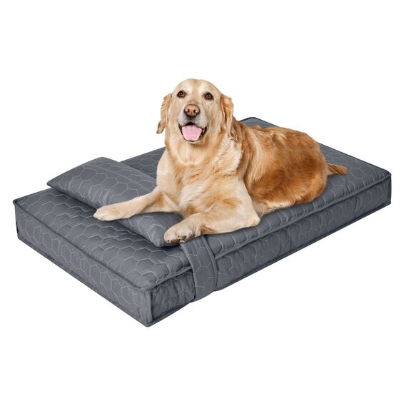 Pet mattress bed 70х110х12 cm L size pet lounger with zippered cover and cushion for dogs and cats сірий, фото 11