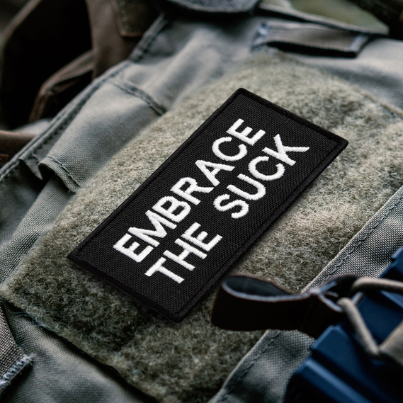 2-Piece Embrace the Suck Patch Set with Hook Backing – 4×8 cm Embroidered Tactical Morale Patches, фото 2