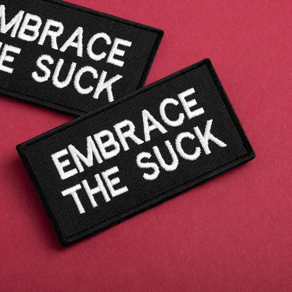 2-Piece Embrace the Suck Patch Set with Hook Backing – 4×8 cm Embroidered Tactical Morale Patches, фото 4