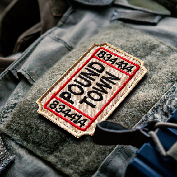 2-Piece Patch Set "Ticket to Pound Town" with Hook Backing – 4.6×7.6 cm Embroidered Morale Patches, фото 2