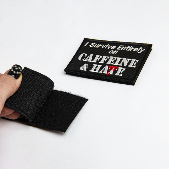 Набор шевронов 2 шт "Survive Entirely On Caffeine & Hate" 5×8 см вышитый патч на липучке, фото 4