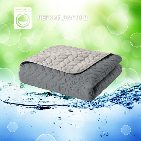 Reversible quilt 220x240 cm Lux IDEIA microfiber, quilted, hypoallergenic графіт/св.сірий, фото 4