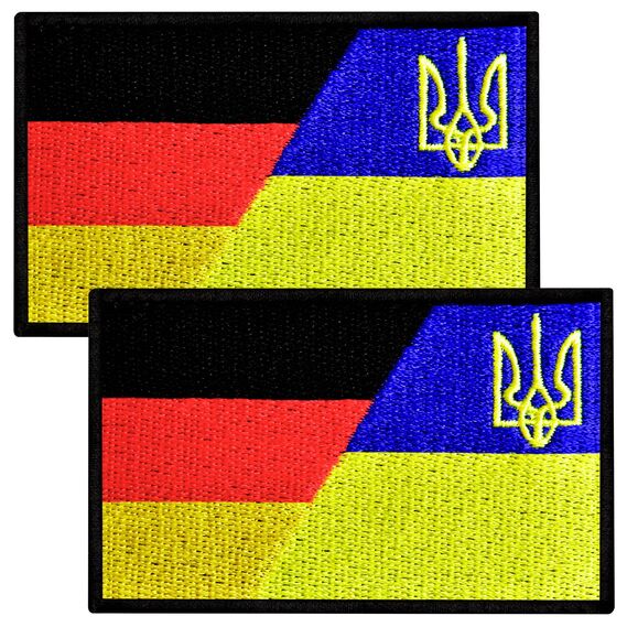 Набір шевронів 2 шт на липучці: Прапори Німеччини та України, Німеччина, ФРН, вишитий патч, фото 1