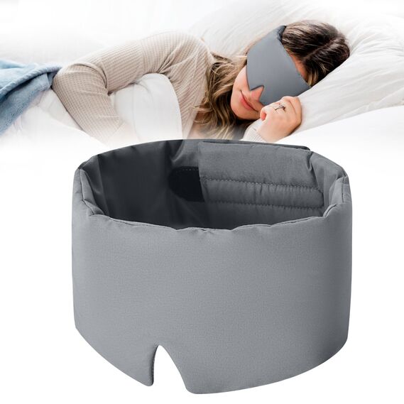 Маска для сну 12х68 см мікрофібра з липучкою для жінок та чоловіків сіра, фото 1 Маска для сну 12х68 см мікрофібра з липучкою для жінок та чоловіків сіра, фото 1