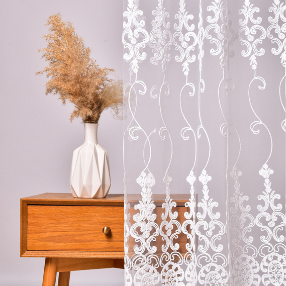 Тканина тюль сітка з вишивкою, 280 см, 74 гр/м2 V-ecru, фото 4 Тканина тюль сітка з вишивкою, 280 см, 74 гр/м2 V-ecru, фото 4