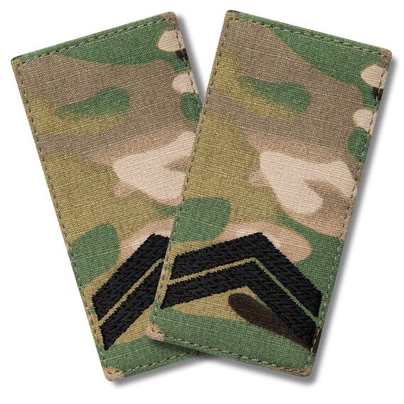 Набор шевронов 2 шт с липучкой Звание ВСУ Капрал 5х10 см, вышитый патч шеврон мультикам, фото 1