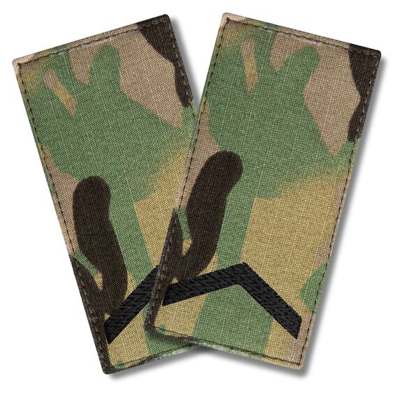 Set of 2 Military Rank Patches – Senior Soldier, Ukrainian Armed Forces, 5×10 cm, Multicam, Hook Backing, фото 1