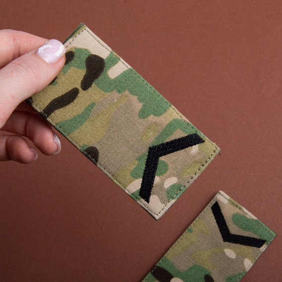 Set of 2 Military Rank Patches – Senior Soldier, Ukrainian Armed Forces, 5×10 cm, Multicam, Hook Backing, фото 3