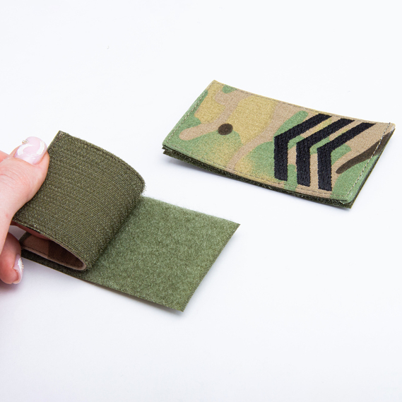 Set of 2 Military Rank Patches – Sergeant, Ukrainian Armed Forces, 5×10 cm, Multicam, Hook Backing, Embroidered Patch, фото 2