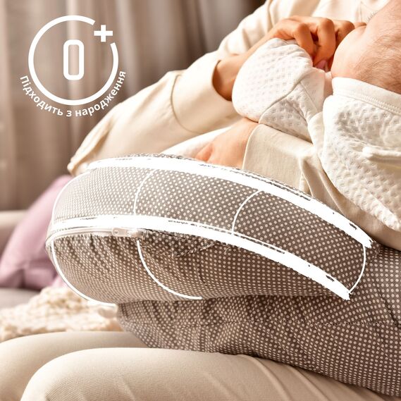 Подушка для годування диванчик 60х70х16 см бавовна антиалергенне волокно, для зручності мами, з блискавкою кошенята сіра, фото 7