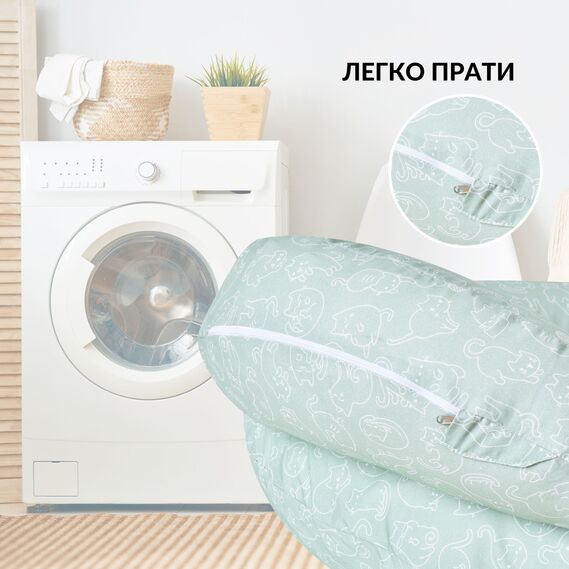 Подушка для годування диванчик 60х70х16 см бавовна антиалергенне волокно, для зручності мами, з блискавкою кошенята м`ята, фото 8 Подушка для годування диванчик 60х70х16 см бавовна антиалергенне волокно, для зручності мами, з блискавкою кошенята м`ята, фото 8