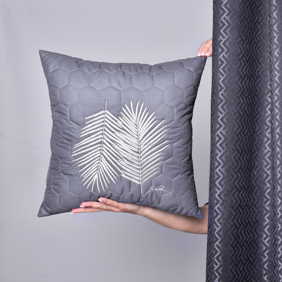 Набор подушек 2 шт Тропикал 50х50 см декоративная подушка антиаллергенная с вышивкой сірий, фото 4