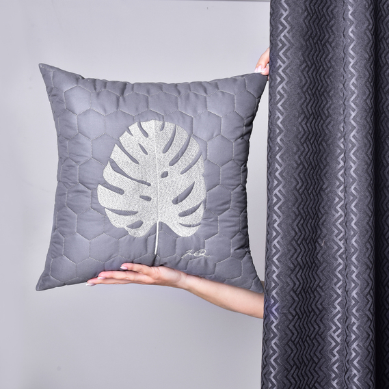Набор подушек 2 шт Тропикал 50х50 см декоративная подушка антиаллергенная с вышивкой сірий, фото 6