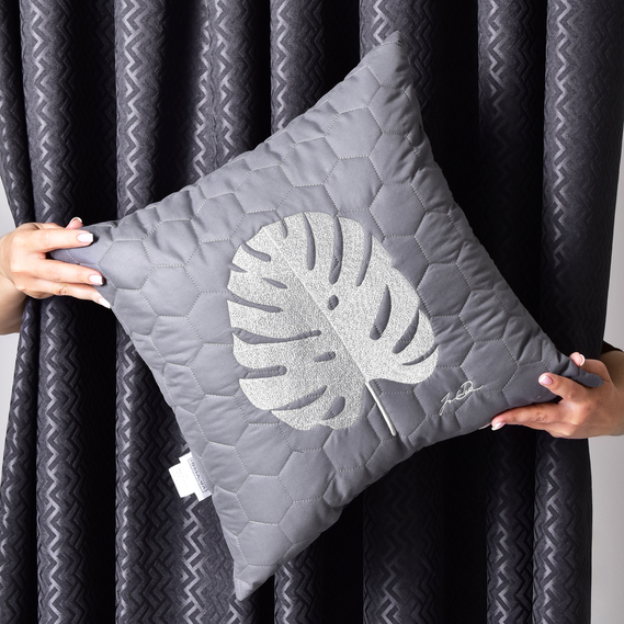 Набор подушек 2 шт Тропикал 50х50 см декоративная подушка антиаллергенная с вышивкой сірий, фото 8