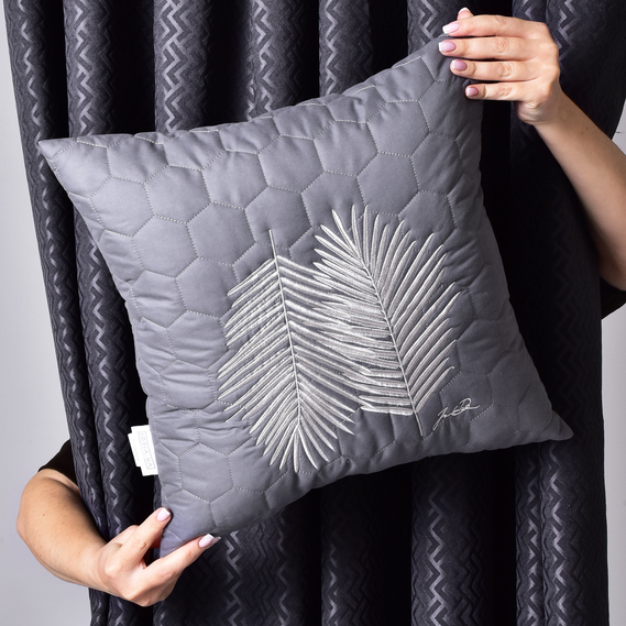 Набор подушек 2 шт Тропикал 50х50 см декоративная подушка антиаллергенная с вышивкой сірий, фото 9