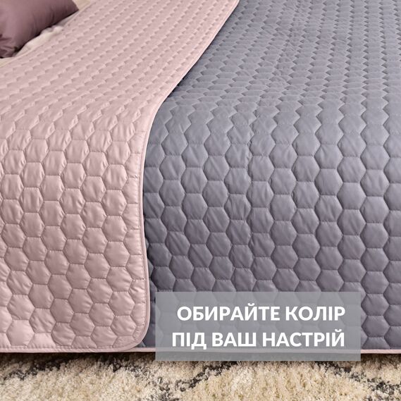 Покривало на ліжко 220х240 см та 2 шт подушка декор IDEIA двосторонне, міцна стібка тканини, антиалергенне волокно сірий, фото 6