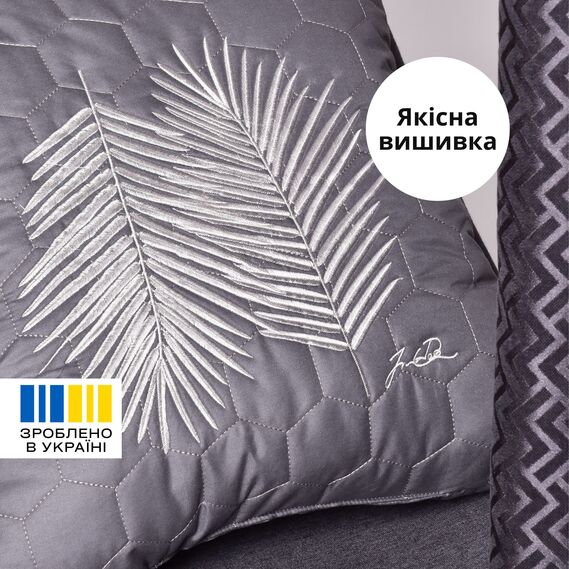 Покривало на ліжко 220х240 см та 2 шт подушка декор IDEIA двосторонне, міцна стібка тканини, антиалергенне волокно сірий, фото 7